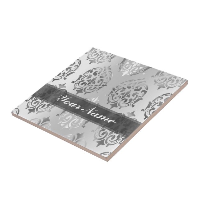 Silver grey damask tile (Side)