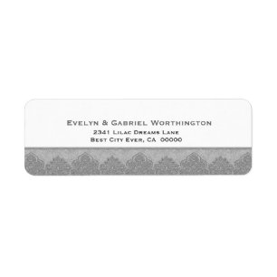 Silver Grey Damask Trim Wedding Ver D004