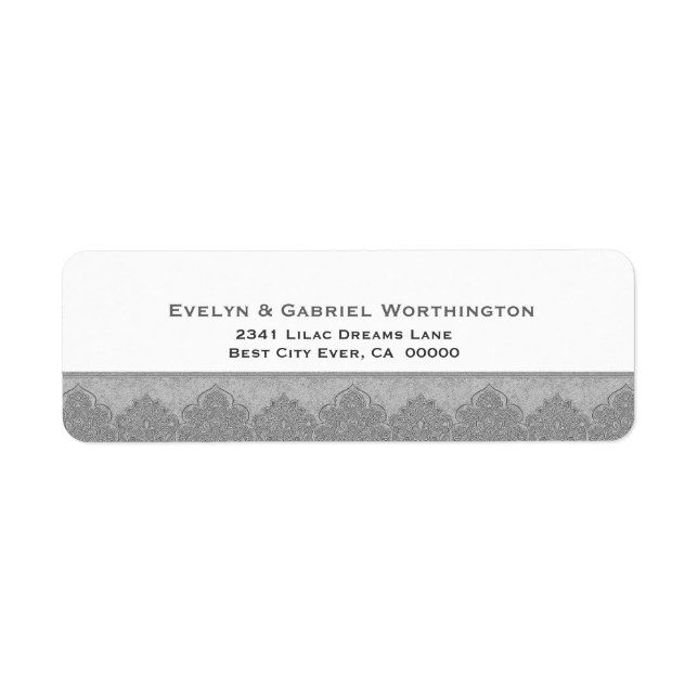 Silver Grey Damask Trim Wedding Ver D004 (Front)