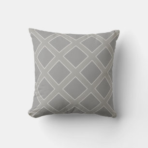 Silver Grey Diamonds Throw Pillow