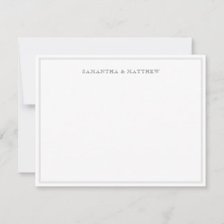 Silver Grey Double Border Couple Note Card