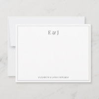 Silver Grey Double Border Elegant Couple Initials