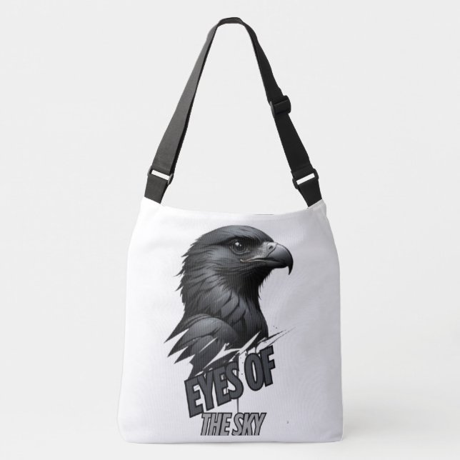 Silver Grey Eagle Vector Art Crossbody Bag (Front)