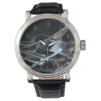 Silver Grey Electric Guitar Wrist Watch