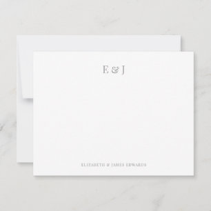 Silver Grey Elegant Couple Initials Personalized Card