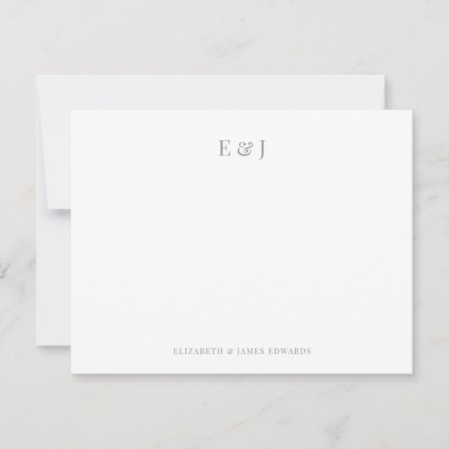 Silver Grey Elegant Couple Initials Personalized Card (Front)