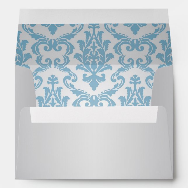 Silver-grey Envelope with blue damask pattern (Back (Bottom))