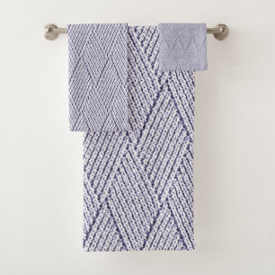 Silver Grey Faux Diamond Knit Pattern Bath Towel Set