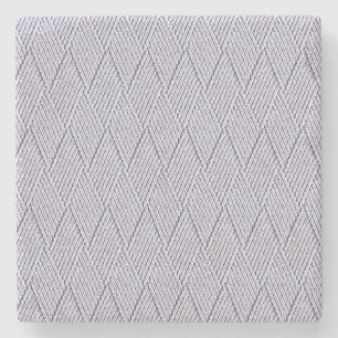 Silver Grey Faux Diamond Knit Pattern Stone Coaster