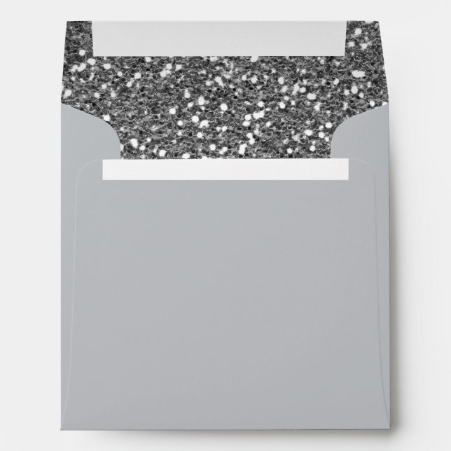 Silver Grey Faux Sparkles Background Texture Print Envelopes (Back (Bottom))