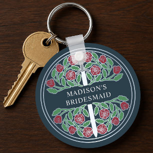 Silver Grey Floral Bridesmaid Royal Wedding Gift Keychain