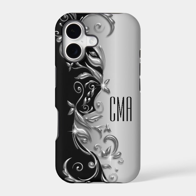 Silver Grey Floral - Monogram (Back)