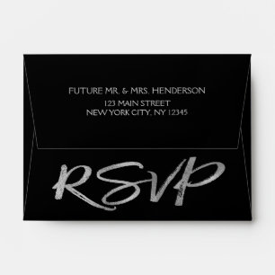 Silver Grey Foil and Black RSVP Envelopes