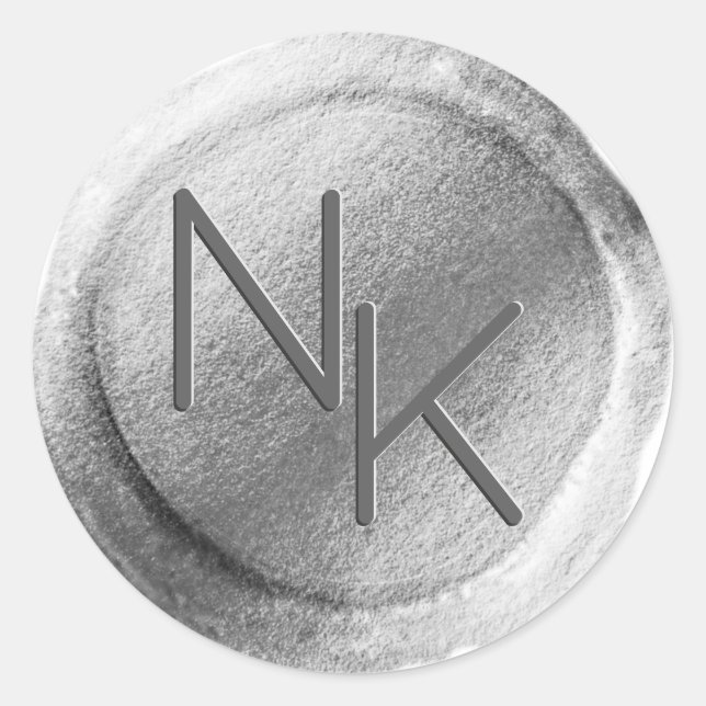 Silver Grey Foil Wax Seal Initial Envelope Sticker (Front)