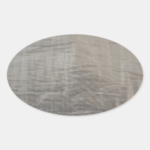 Silver Grey Foiled Fabric Look Oval Sticker