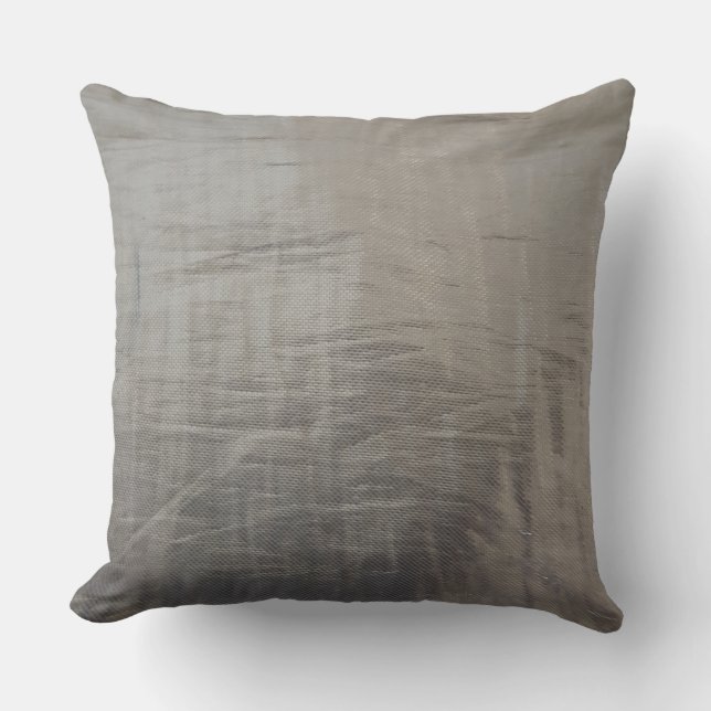 Silver Grey Foiled Fabric Look Throw Pillow (Front)