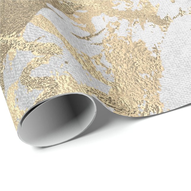 Silver Grey Foxier Gold Marble Shiny Metallic VIP Wrapping Paper (Roll Corner)
