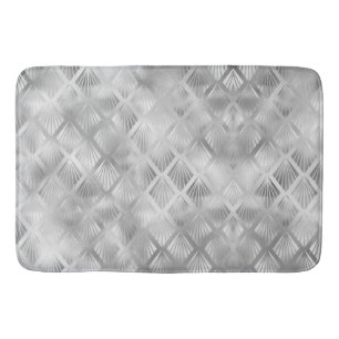 Silver Grey Geometric Abstract Bath Mat