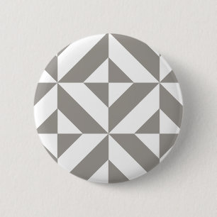 Silver Grey Geometric Art Deco 2 Inch Round Button