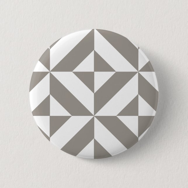 Silver Grey Geometric Art Deco 2 Inch Round Button (Front)