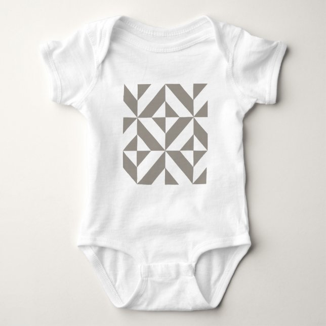 Silver Grey Geometric Art Deco Baby Bodysuit (Front)