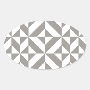 Silver Grey Geometric Art Deco Oval Sticker