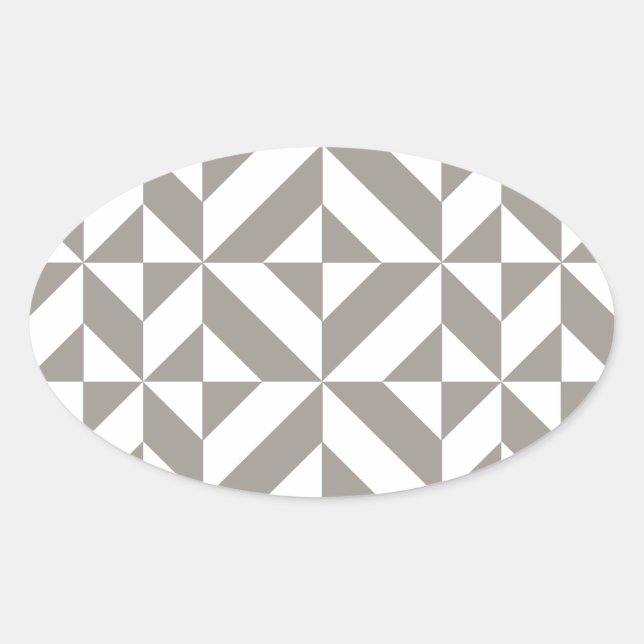 Silver Grey Geometric Art Deco Oval Sticker (Front)
