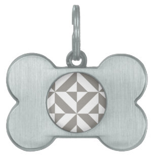 Silver Grey Geometric Art Deco Pet Tag