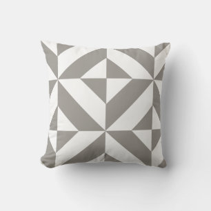 Silver Grey Geometric Art Deco Throw Pillow