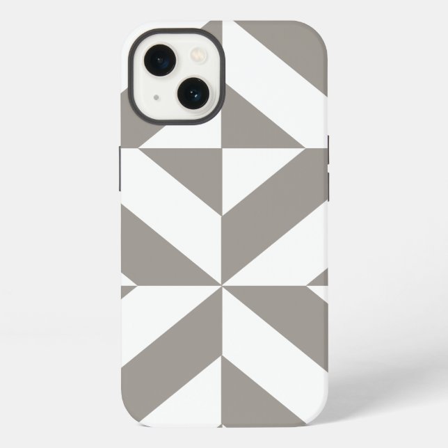 Silver Grey Geometric Deco Cube Pattern iPhone Case (Back)