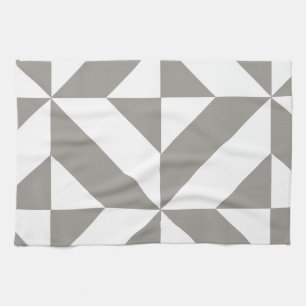 Silver Grey Geometric Deco Cube Pattern Kitchen Towel