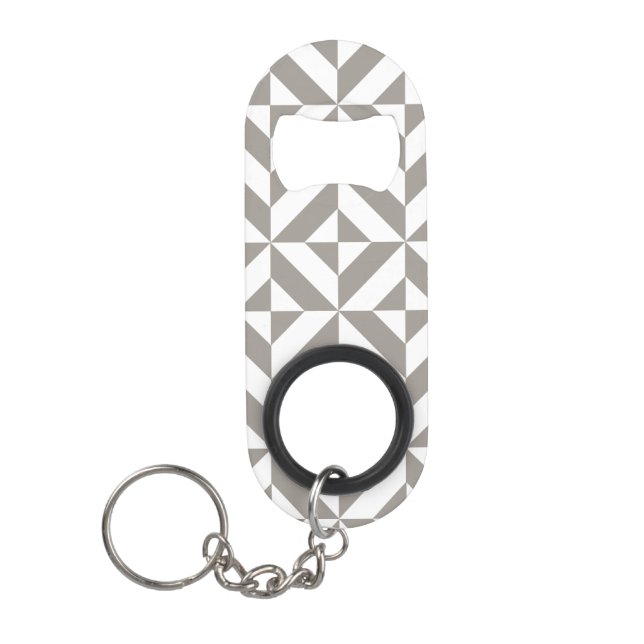 Silver Grey Geometric Deco Cube Pattern Mini Bottle Opener (Front)