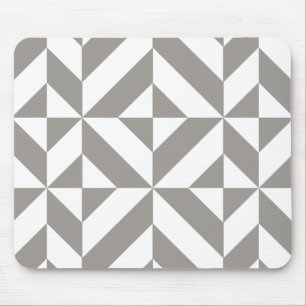 Silver Grey Geometric Deco Cube Pattern Mouse Pad