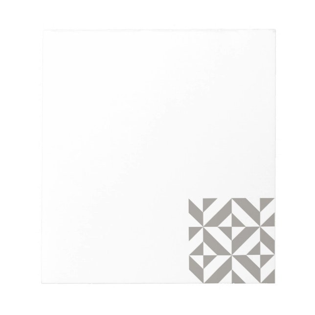 Silver Grey Geometric Deco Cube Pattern Notepad (Front)