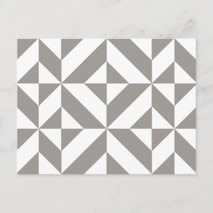 Silver Grey Geometric Deco Cube Pattern Postcard