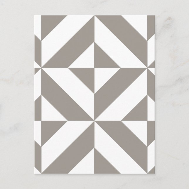 Silver Grey Geometric Deco Cube Pattern Postcard (Front)