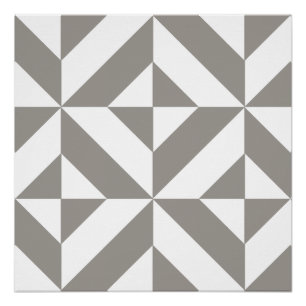 Silver Grey Geometric Deco Cube Pattern Poster