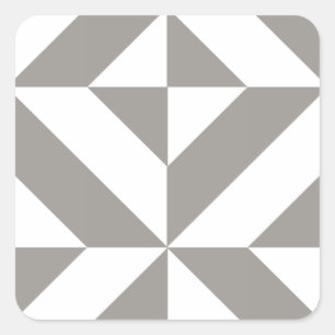Silver Grey Geometric Deco Cube Pattern Square Sticker