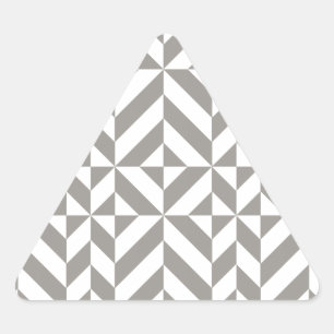 Silver Grey Geometric Deco Cube Pattern Triangle Sticker