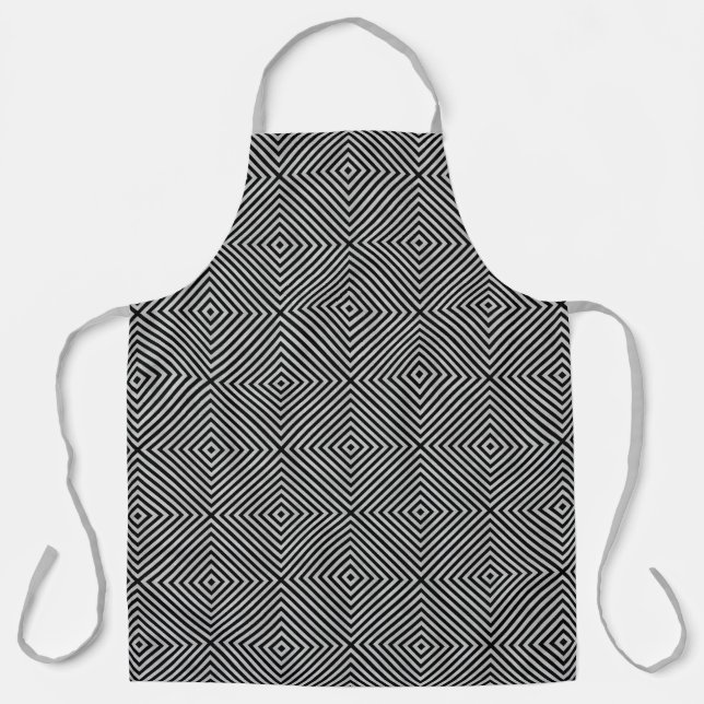 Silver Grey Geometric Design on Any Colour Apron (Front)