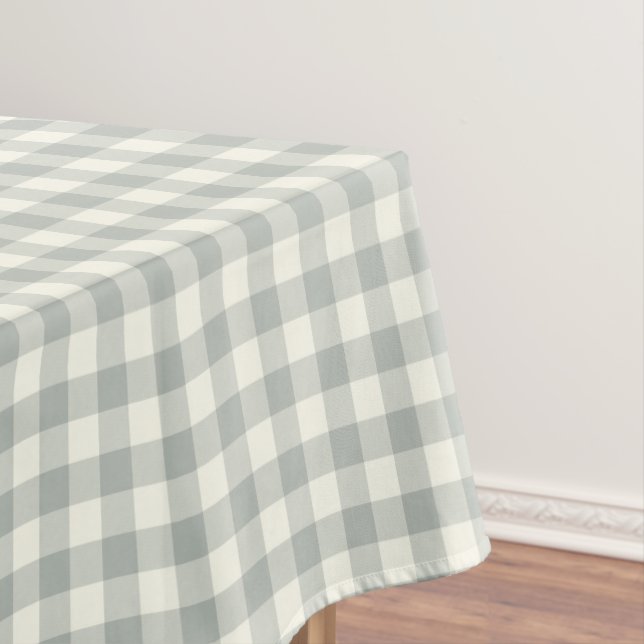 Silver Grey Gingham Cotton Tablecloth (In Situ)