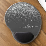 Silver Grey Girly Glitter Sparkle Monogram Name Gel Mouse Pad<br><div class="desc">Silver and Charcoal Grey (Grey) Sparkle Glitter Monogram Name and Initial Mousepad (Mouse Pad). This makes the perfect sweet 16 birthday,  wedding,  bridal shower,  anniversary,  baby shower or bachelorette party gift for someone that loves glam luxury and chic styles.</div>