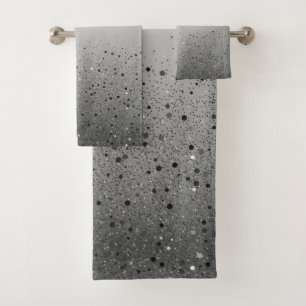 Silver Grey Glamour Sparkly Sparkle Glitter Bath Towel Set