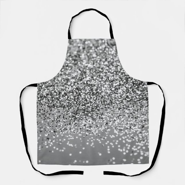 Silver Grey Glitter #5 (Faux Glitter) #shiny #art Apron (Front)