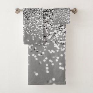 Silver Grey Glitter #5 (Faux Glitter) #shiny #art  Bath Towel Set