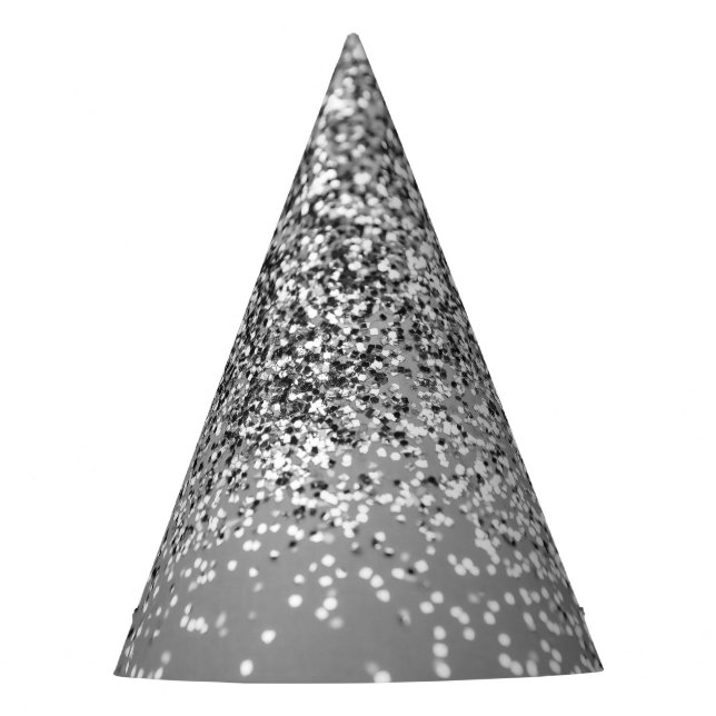 Silver Grey Glitter #5 (Faux Glitter) #shiny #art  Party Hat (Front)