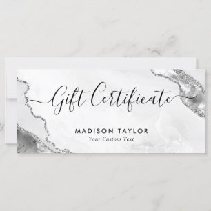 Silver Grey Glitter Agate Certificate Gift Card