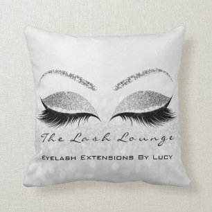 Silver Grey Glitter Eyes Makeup Lash Beauty Glam Throw Pillow