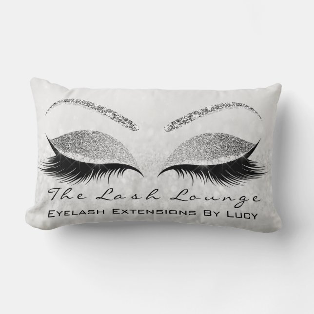 Silver Grey Glitter Eyes Makeup Lashes Beauty Lumbar Pillow (Front)