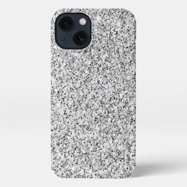 Silver grey glitter faux sparkles iPhone case (Back)